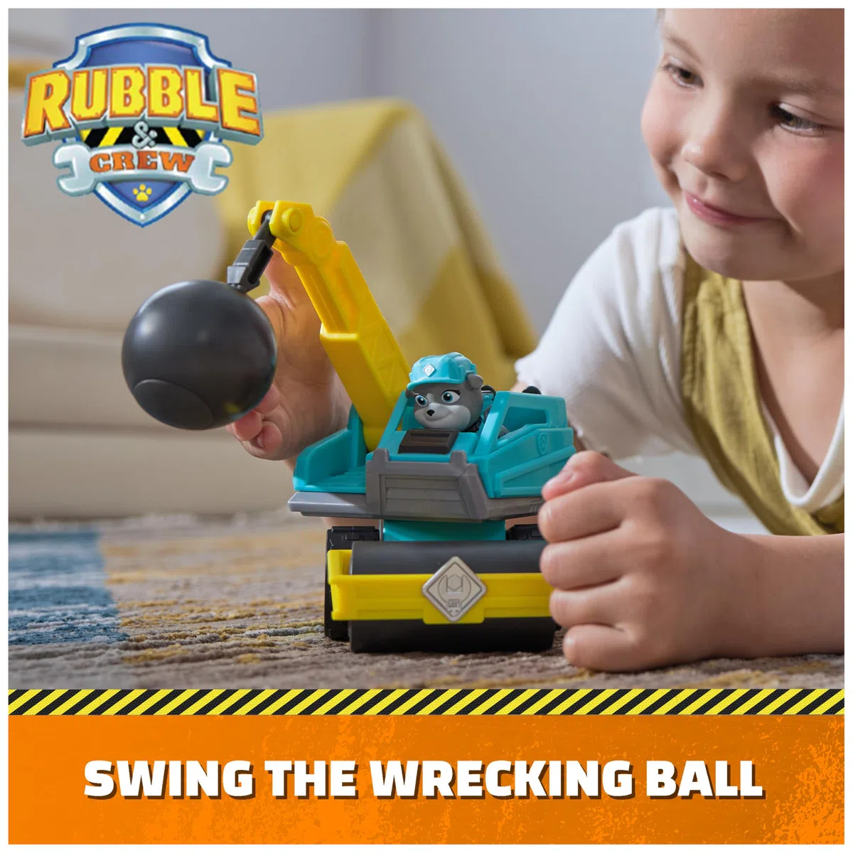 Rubble & Crew, Camion Giocattolo Motor's Wrecking Ball con Action Figure e Giocattoli mobili da Cantiere, Giocattoli per Bambini dai 3 Anni in su