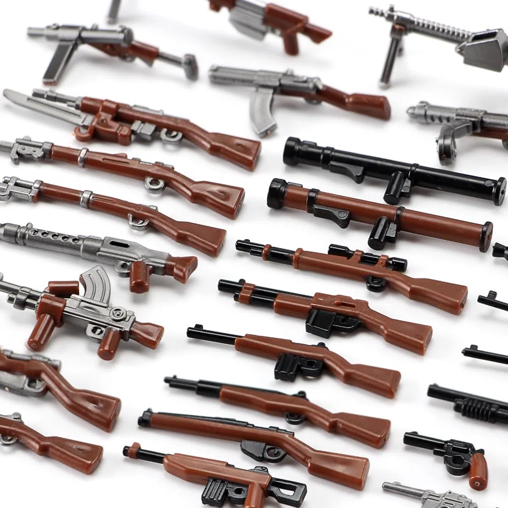 Pacchetto di armi WW2 Set di blocchi di costruzione di giocattoli militari per figure di soldati Pacchetto di modelli di equipaggiamento dell'esercito Pezzi compatibili con le principali marche
