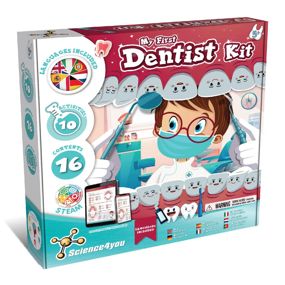 Science4you Il Mio Primo Kit da Dentista - Kit Dottoressa dei Denti, Gioco di Dottoressa Bambina e Bambino, Valigetta del Dottore con attività per Bambini, Giochi, Regalo per Bambino e Bambina 5+ anni