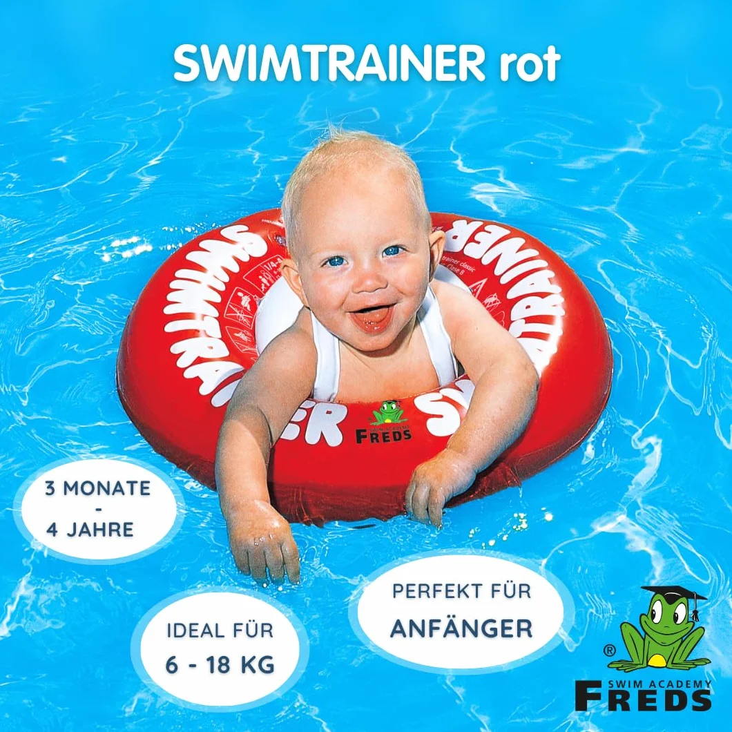 FREDS SWIM ACADEMY SWIMTRAINER Classic Rosso - Allenatore di nuoto per bambini dai 3 mesi ai 4 anni - aiuto gonfiabile per il nuoto per abituarsi all'acqua, per principianti