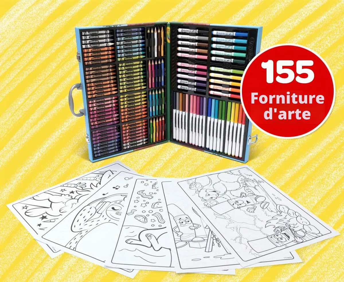 CRAYOLA Valigetta dell'Artista; 155 pezzi, Supertips Pennarelli Lavabili, Regalo per bambini, età 4,5,6+, Attività creative, Matite colorate, Pastelli a cera, Fogli da colorare