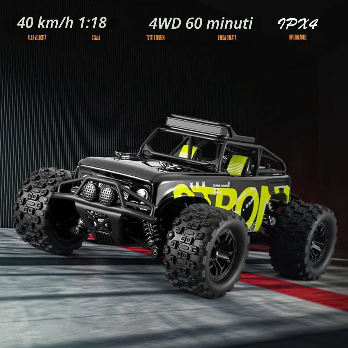 Macchina Telecomandata, Alta velocità Auto RC 40 km/h, scala 1/18 4WD Fuoristrada con 2 batterie ricaricabili 60 Min+ Giocare Tempo, 2.4GHz RC Camion Cars