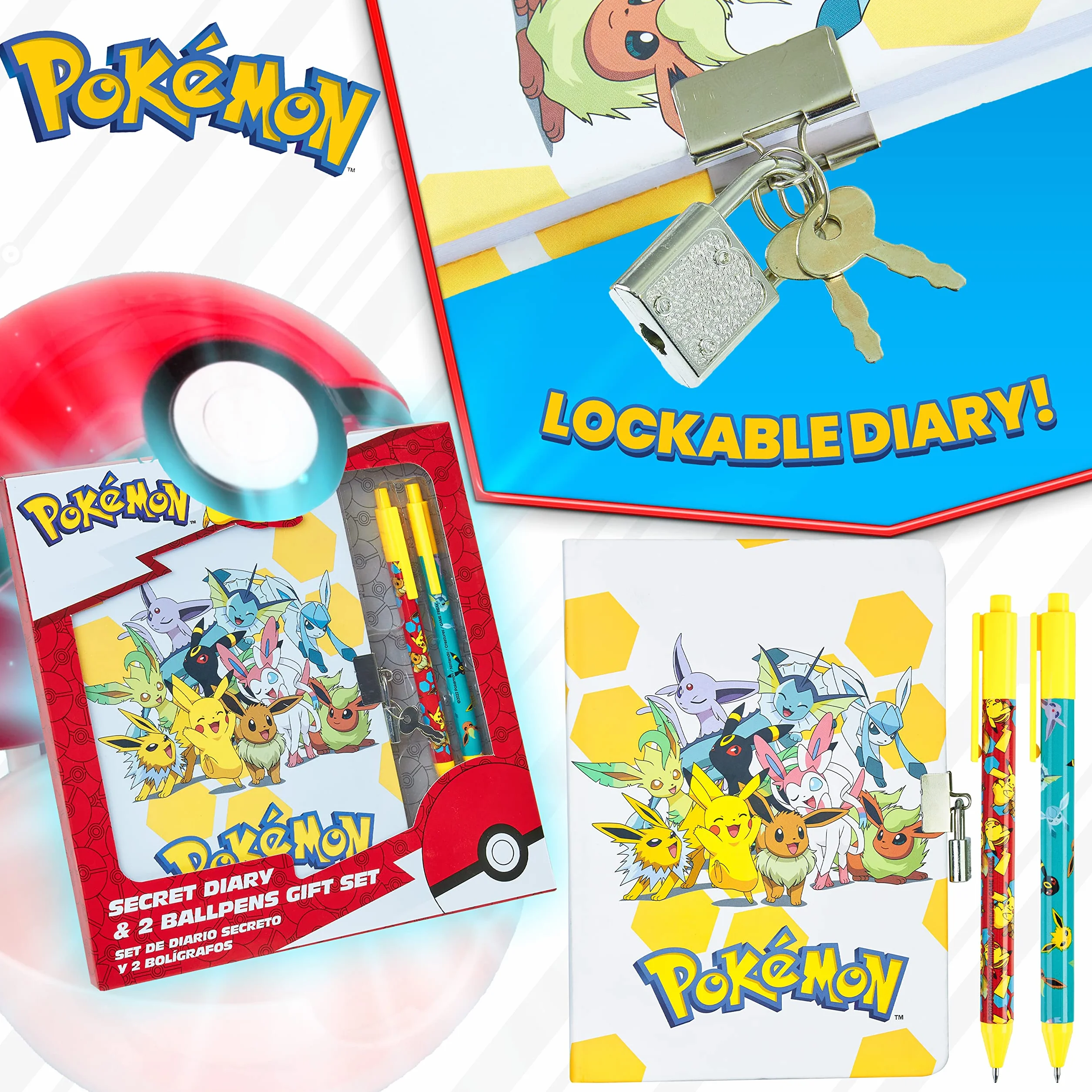 Pokémon Quaderno e Penne Set Anime Articoli Cancelleria Adolescenti Bambini Diario Pikachu Compiti a Casa Materiale Scolastico Regali Bambini (Set Taccuino/Penna)