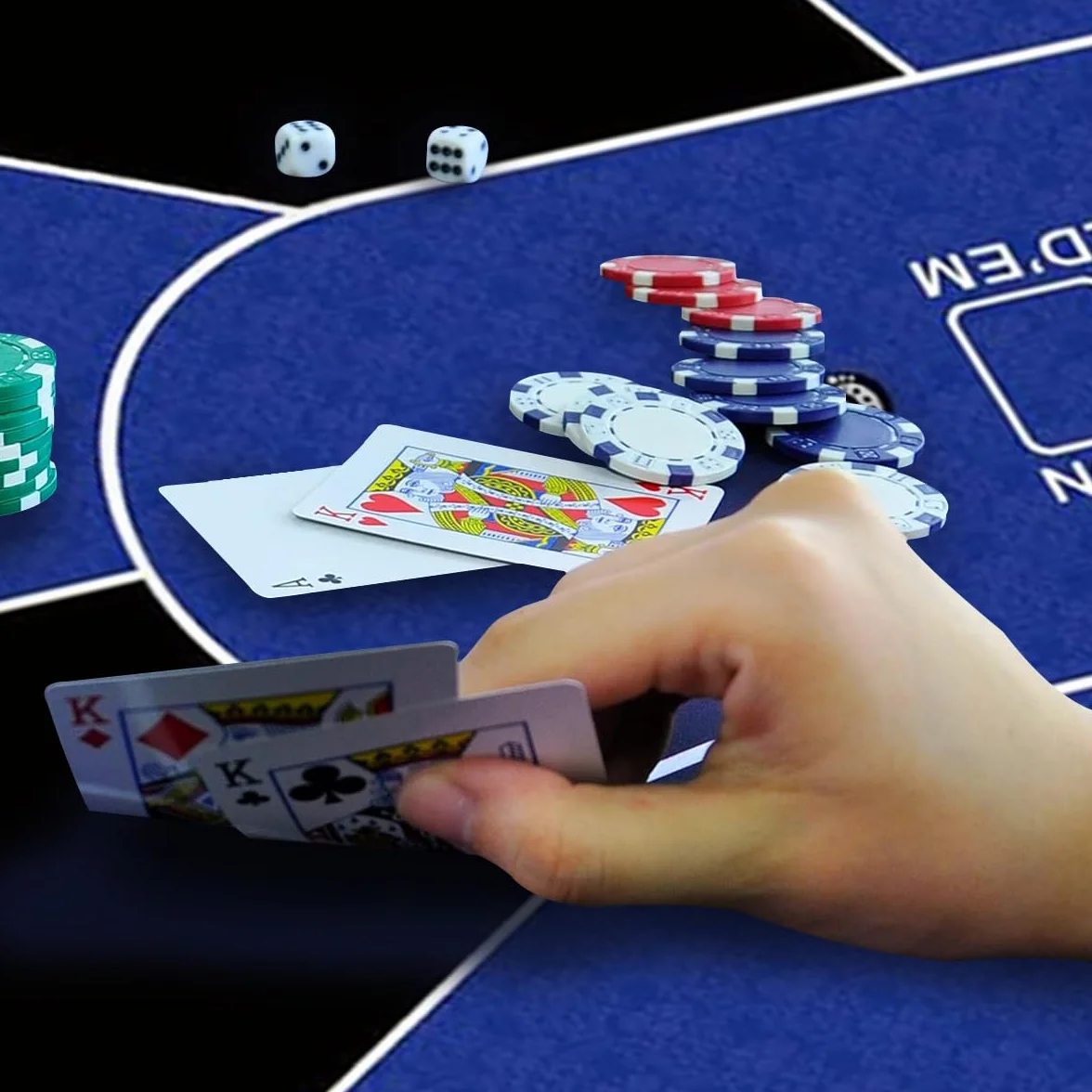 Tappetino da poker professionale, 180 x 90 cm, 8 giocatori, in gomma, portatile, Texas Hold'em, con borsa per il trasporto, per giocare a carte, giochi di poker, blackjack, casinò