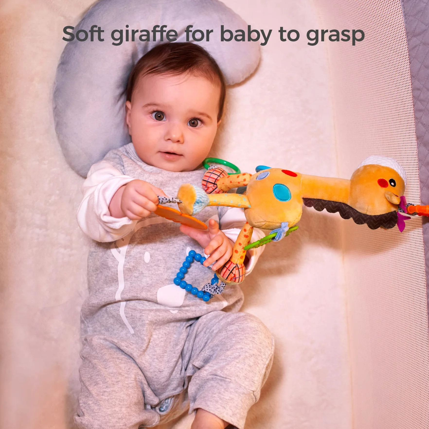 TUMAMA Giocattoli Giraffa Neonato 0 3 6 12 Mesi, Passeggino Appeso Giraffa Sonaglio Carrozzina Giocattoli con Campana di Suono, Seggiolino Auto Giochi, Peluche Giocattolo Sensoriale Regalo per Neonati