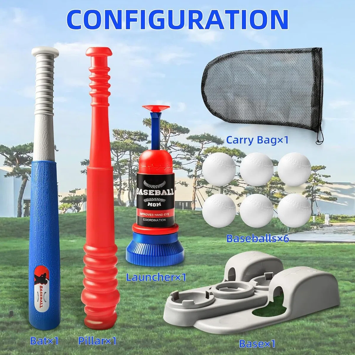 Set di Ball T -Ball Kids - Set di allenamento per lancio regolabile da baseball regolabile | Attrezzatura a T, Youth Beginner Baseball Training Equipment per cortile gioca a kit t baall