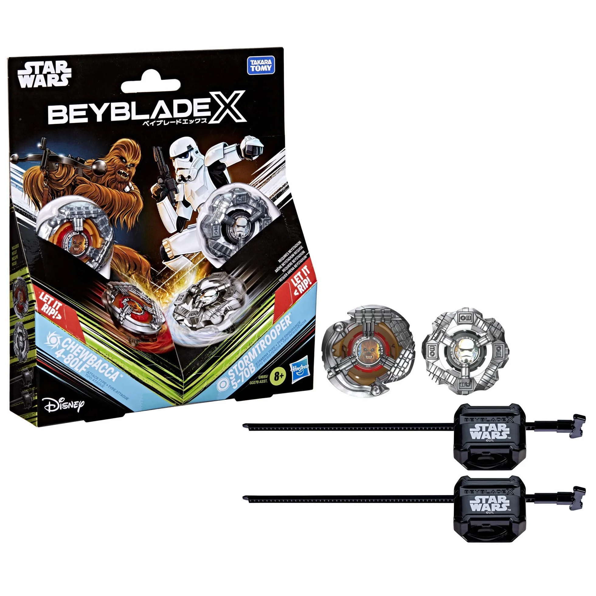 Hasbro Beyblade X in collaborazione con Star Wars, Chewbecca 4-80LF vs. Assaltatore 5-70B