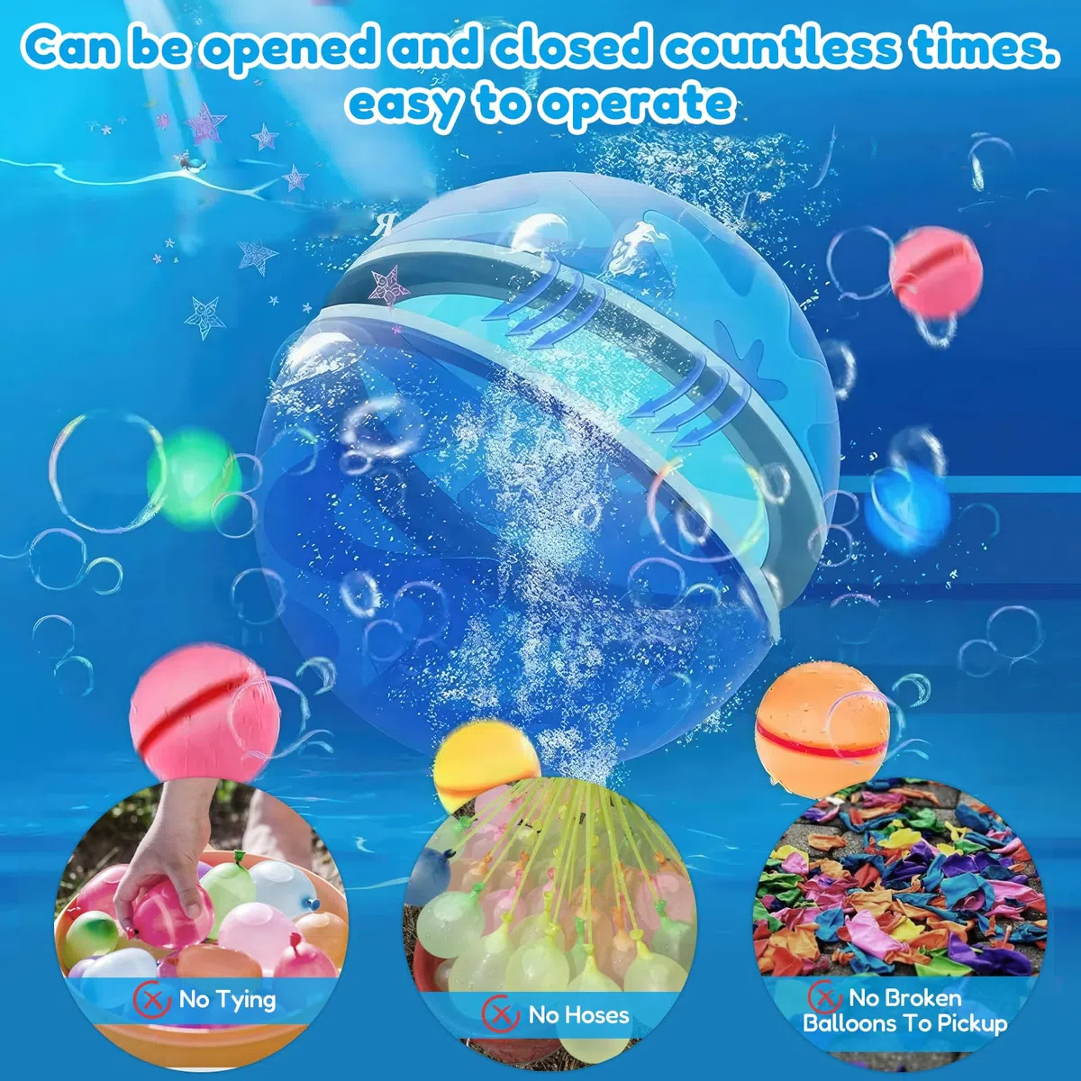 Palloncini Acqua Riutilizzabili, 15PCS Gavettoni Riutilizzabili, Facile da Riempire e Autosigillante, Bombe da Acqua Palloncini per Bambini Adulti, per Estivi Spiaggia, Piscina e Giardino