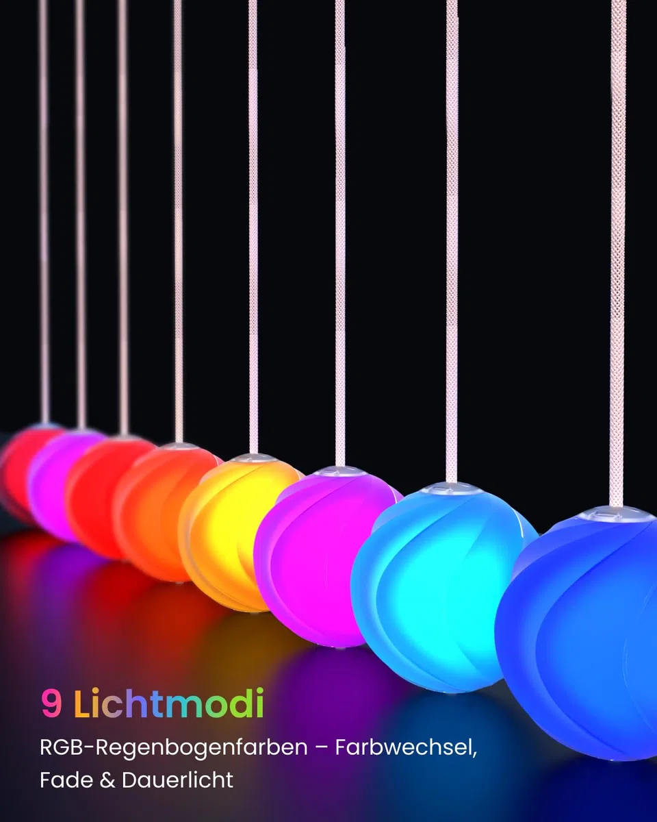 LED-Poi-Bälle – 9 Modalità di Illuminazione con Luce Arcobaleno & Respirante, Palle da Giocoleria Luminose per Bambini & Principianti – Giocattolo Luminoso USB Ricaricabile per Giochi