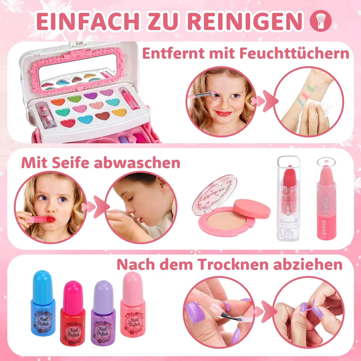 Trucchi Bambina Set, 55 Pezzi Sicuro e Atossico e Lavabile Valigetta Trucchi Bambina Anallergici, Giochi Bamba Natale Compleanno Regalo Bamba 3 4 5 6 7 8 9 10 Anni