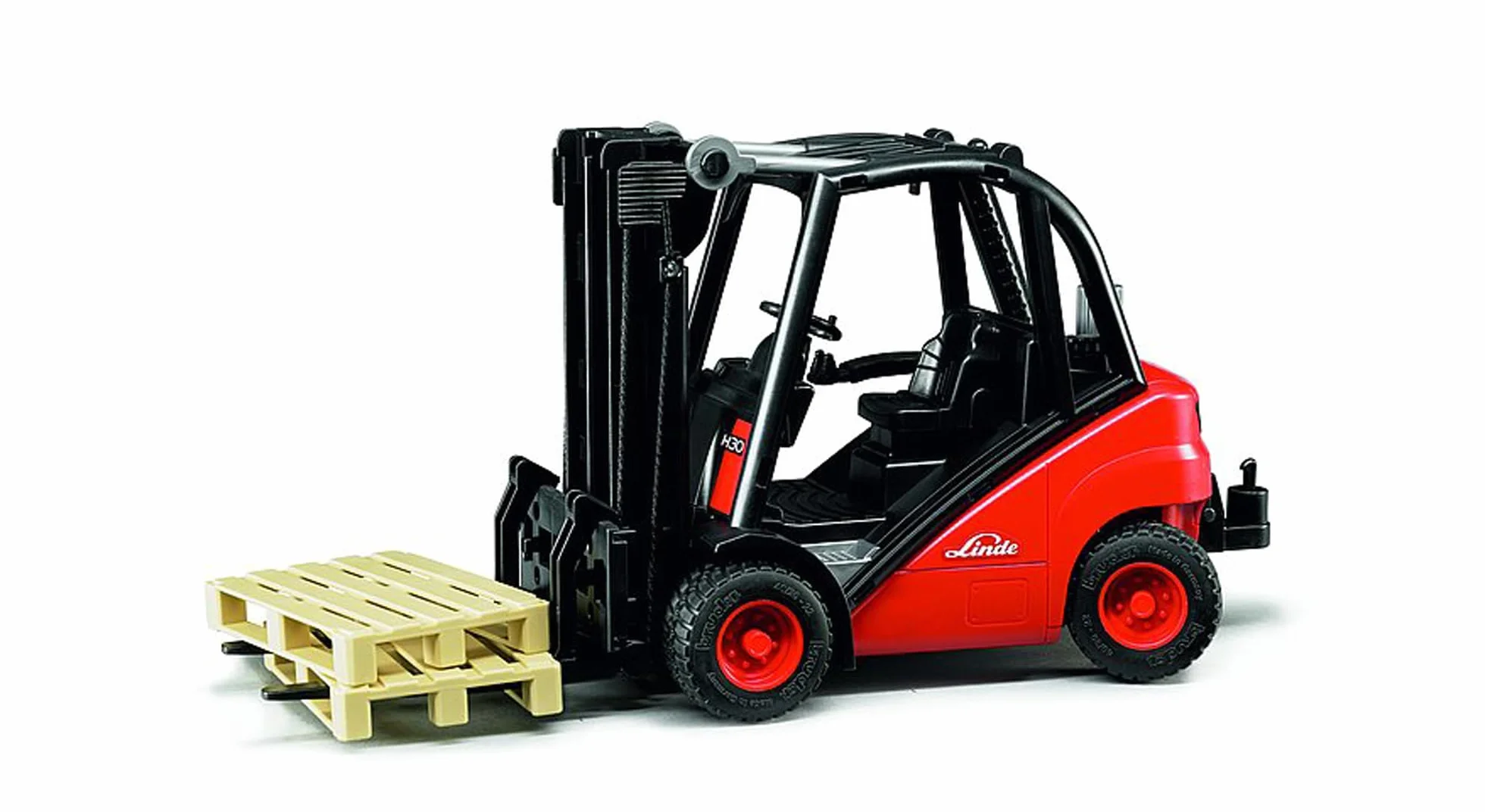 bruder 02511 - Carrello elevatore Linde H30D con gancio di traino, 2 pallet, carrello elevatore, veicoli, spedizioni e logistica