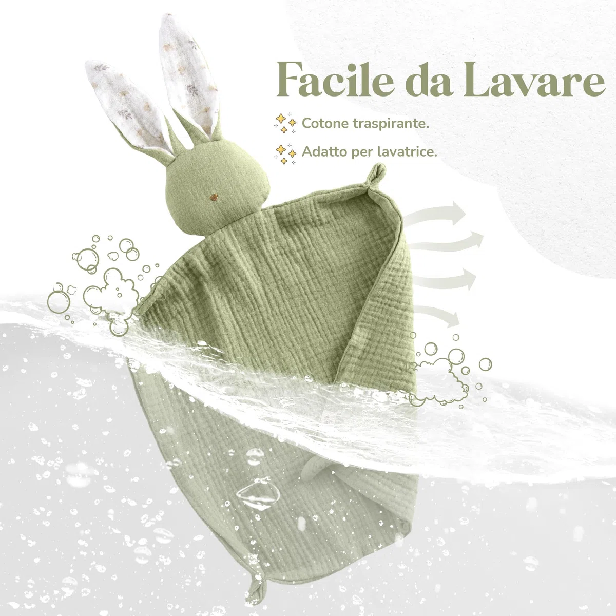 Mikito - Copertina per Neonato Doudou 30x30cm in Cotone Organico - Mussola in Cotone per Neonati - Perfetta per Avvolgere il Tuo Bambino Appena Nato - Regali Originali per Neonati