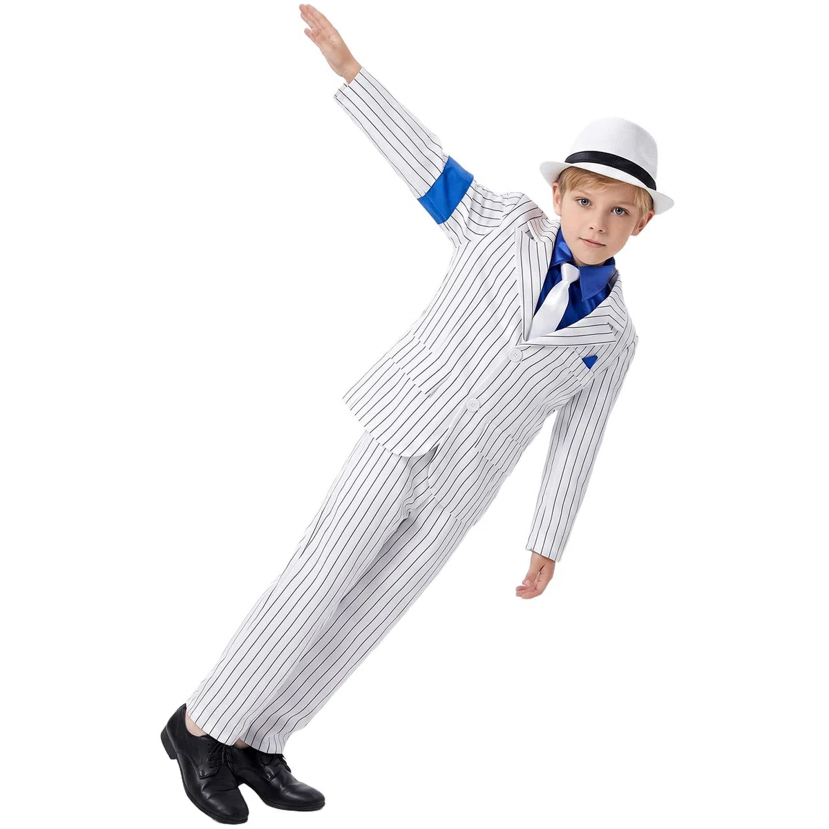 Costumi di Halloween per Bambini Ragazzi 5-11 Anni Michael Jackson Abbigliamento Stage Performance Dancewear,Set 6 Pezzi con Giacca Nera con Paillettes,Pantaloni, Cappello,Guanto Spettacoli Halloween