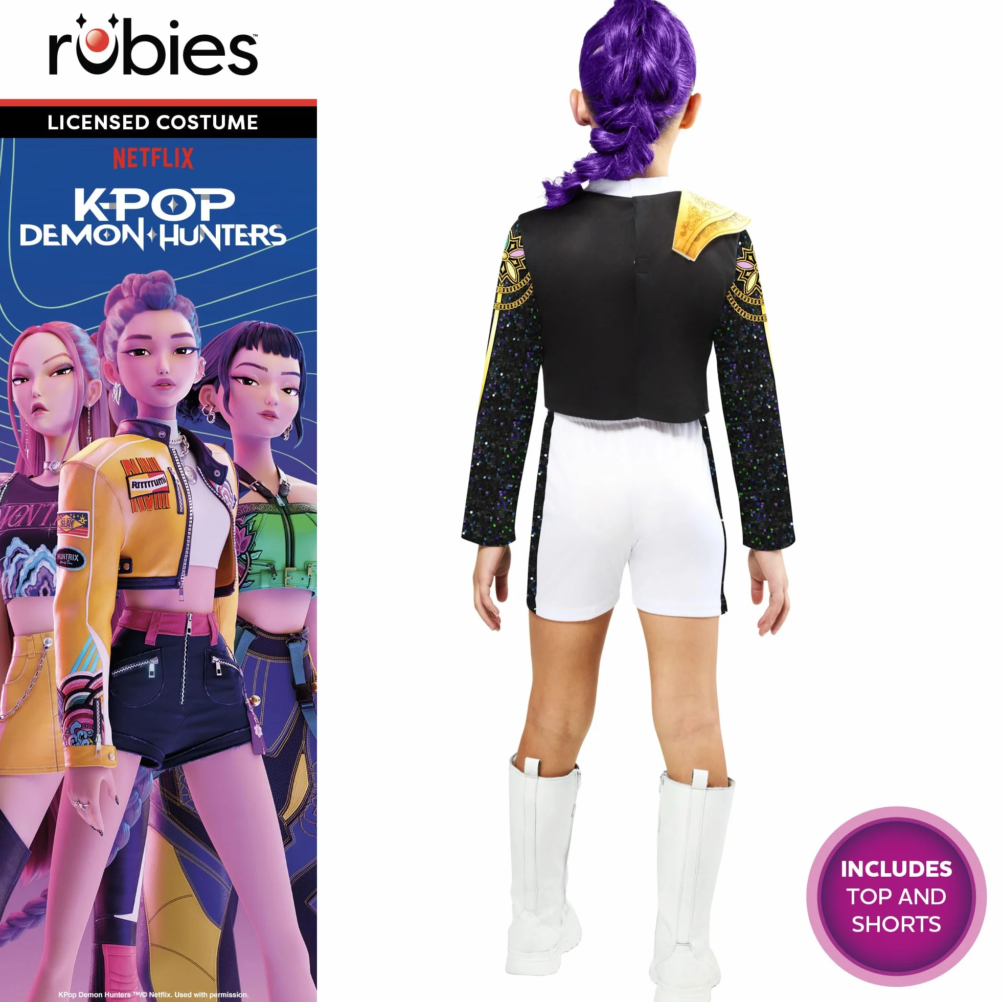 Rubies Official Netflix K-Pop Demon Hunters Rumi Golden Classic Child Costume, Kids Fancy Dress