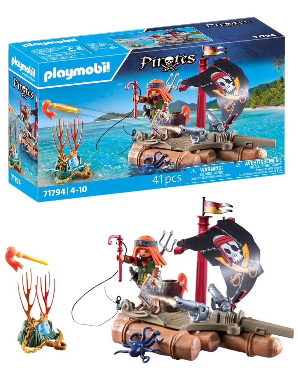 PLAYMOBIL | Pirati | Zattera dei pirati | Giocattolo Pirata | Personaggio Pirata | Giocattoli per bambini dai 4 anni in su | 71794