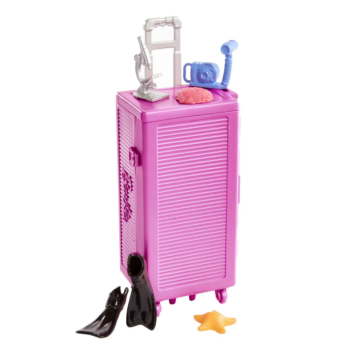 Barbie Carriere - Carriera Make-up, bambola dai capelli blu, top colorato a stampa leopardata e scarpe rosa con plateau, con palette, tavolozza e pennello, Giocattolo per Bambini 3+ Anni, HKT66