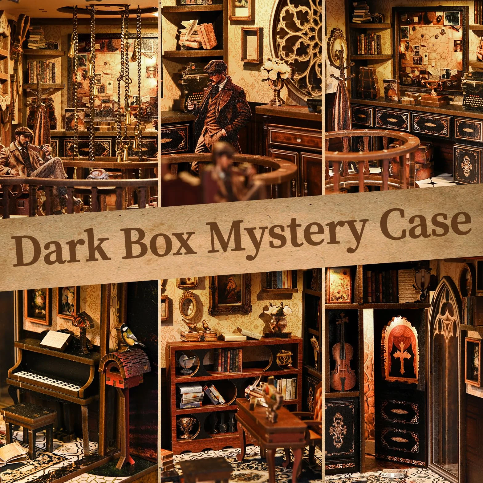book nook-Dunkle Box – Caso misterioso-Mit Musikbox-Bauspielzeugset mit LED Licht,diy set erwachsene,3D Holzbausatz,bastelset erwachsene