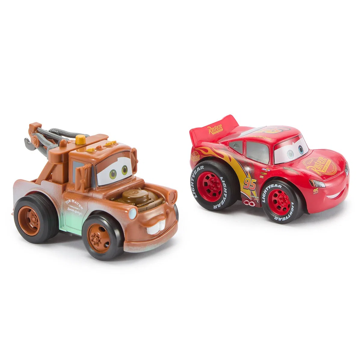 Disney Store Set di Giocattoli a retrocarica Ufficiale Cars, Collezione di Veicoli pressofusi a 2 Pezzi con Saetta McQueen e Cricchetto, Azione da Corsa Disney Pixar Cars