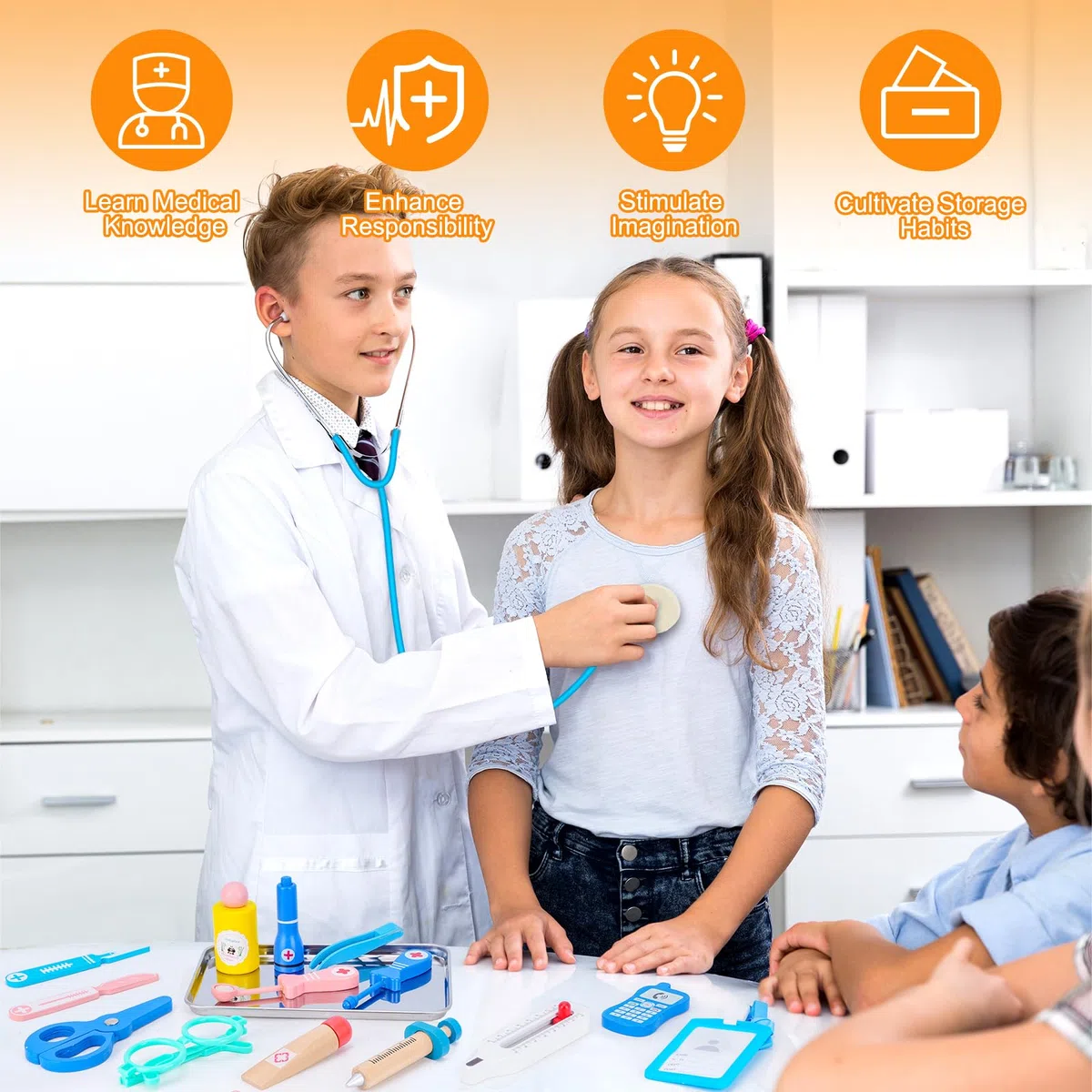 Valigetta Dottore Bambini, kit Dottoressa Bambina , Kit Medico Giocattolo bambina con Stetoscopio, Kit Dottore Bambino,Gioco di Ruolo per Ragazze e Ragazzi di 3, 4, 5Anni
