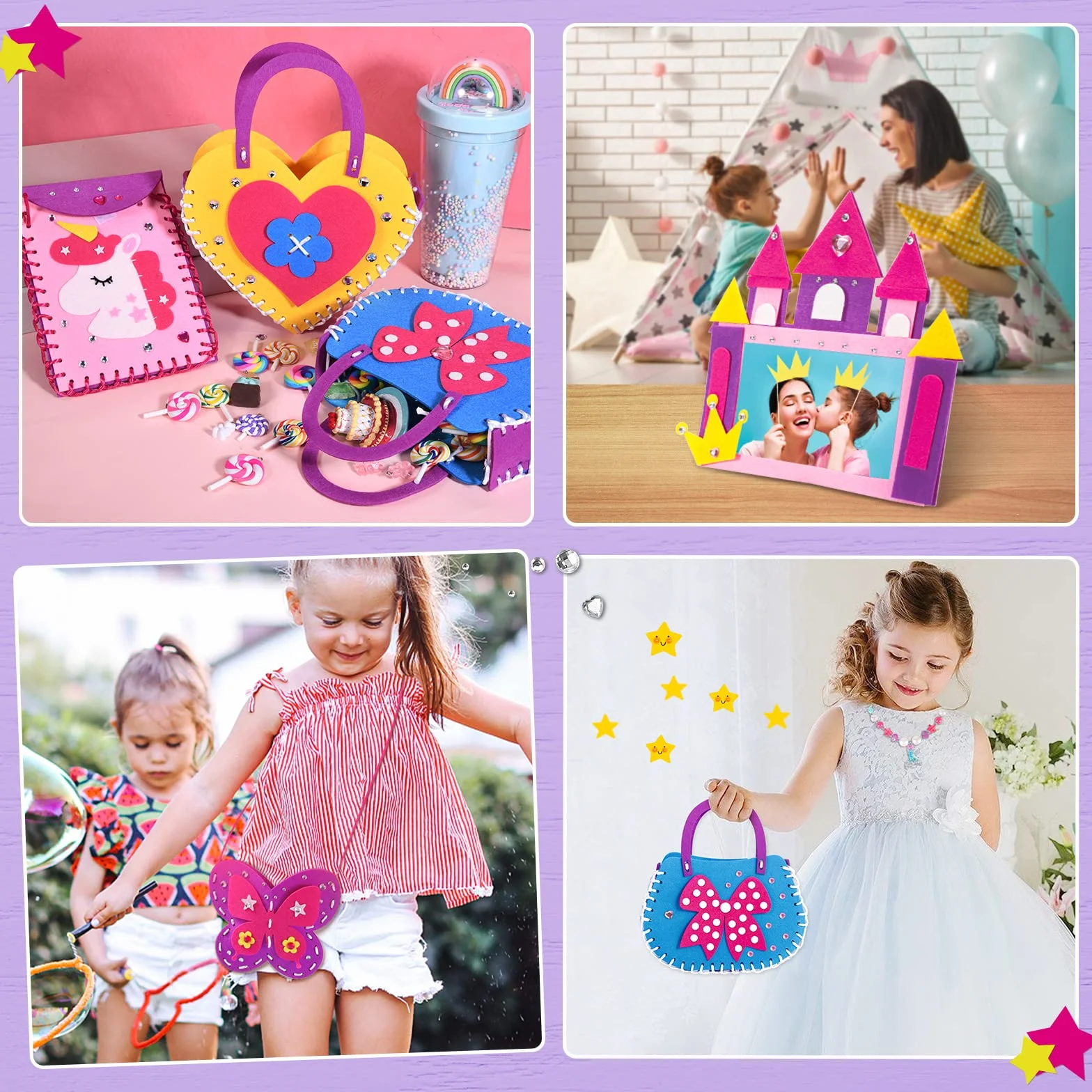 Tacobear Kit Cucito Bambina Unicorno Farfalla Castello Feltro Fai da Te per Bambini Kit da Cucito Kit Materiale per Lavoretti Regalo per Bambina 5 6 7 8 9 10 Anni