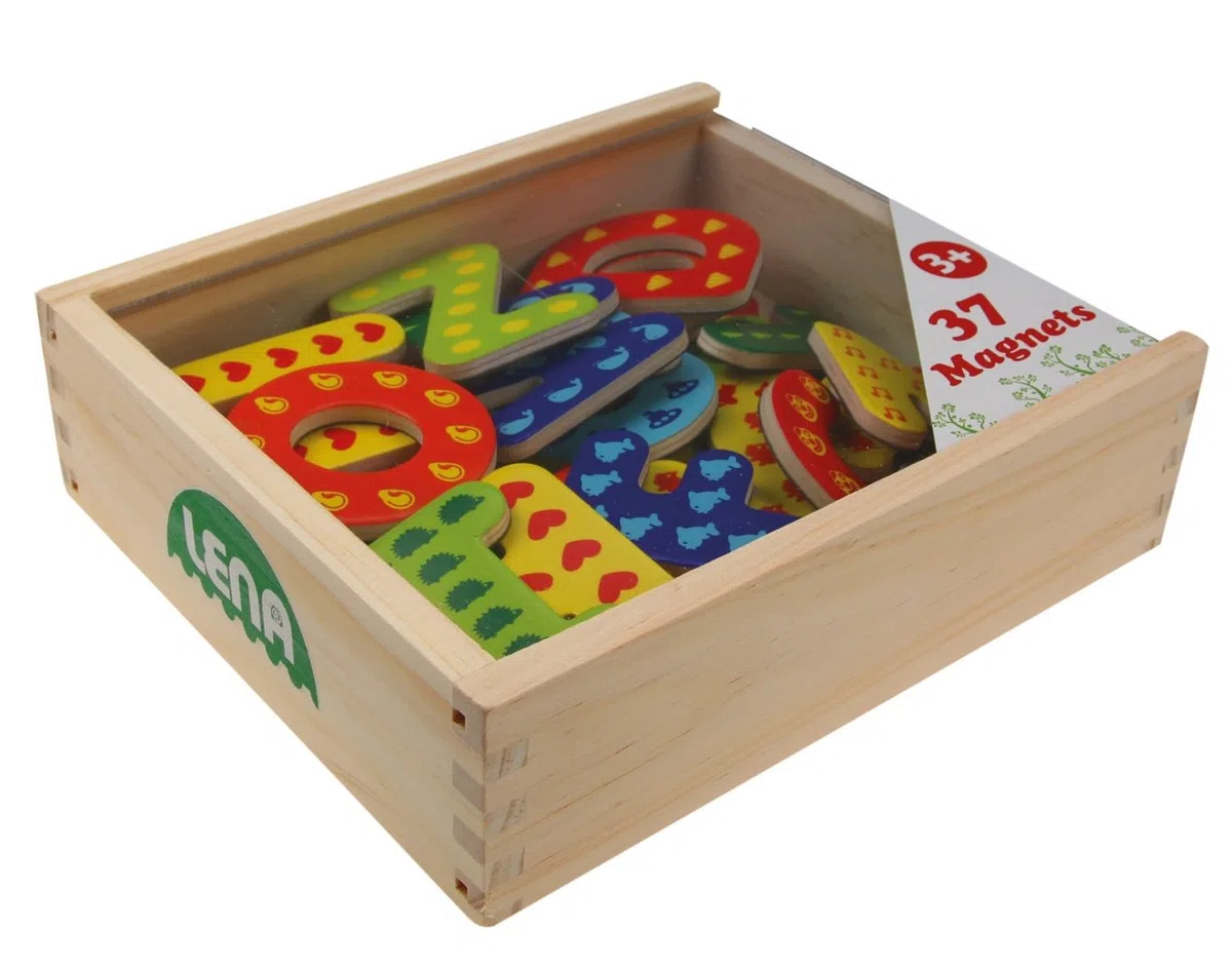 Lena 65823 - Lettere magnetiche in Legno, 37 Pezzi