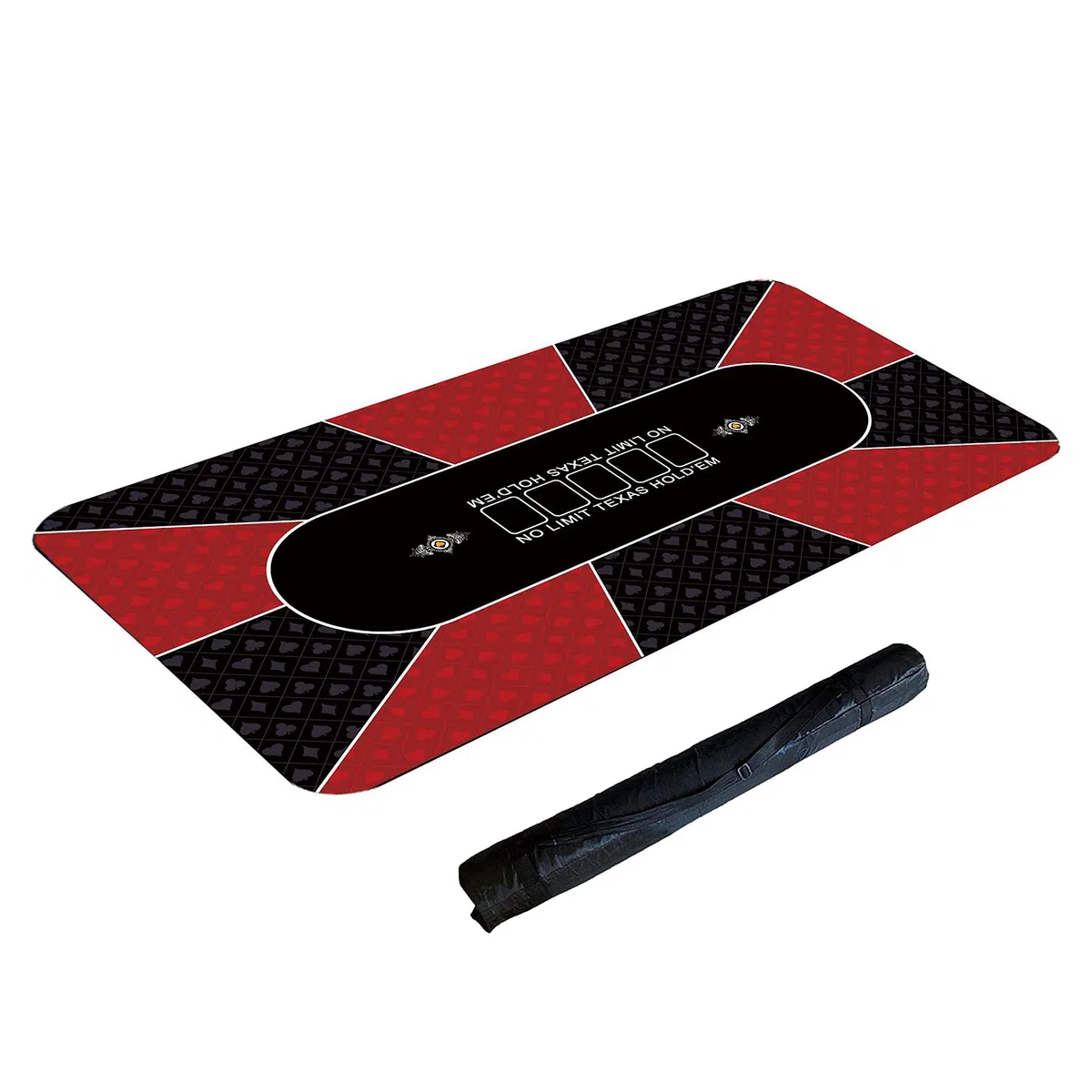 MBROS Tappetino da Poker Texas Hold'em | Tavolo da Poker Portatile, Rosso e Verde, 120x60cm/180x90cm, Idrorepellente, riduzione del Rumore e Borsa per Il Trasporto