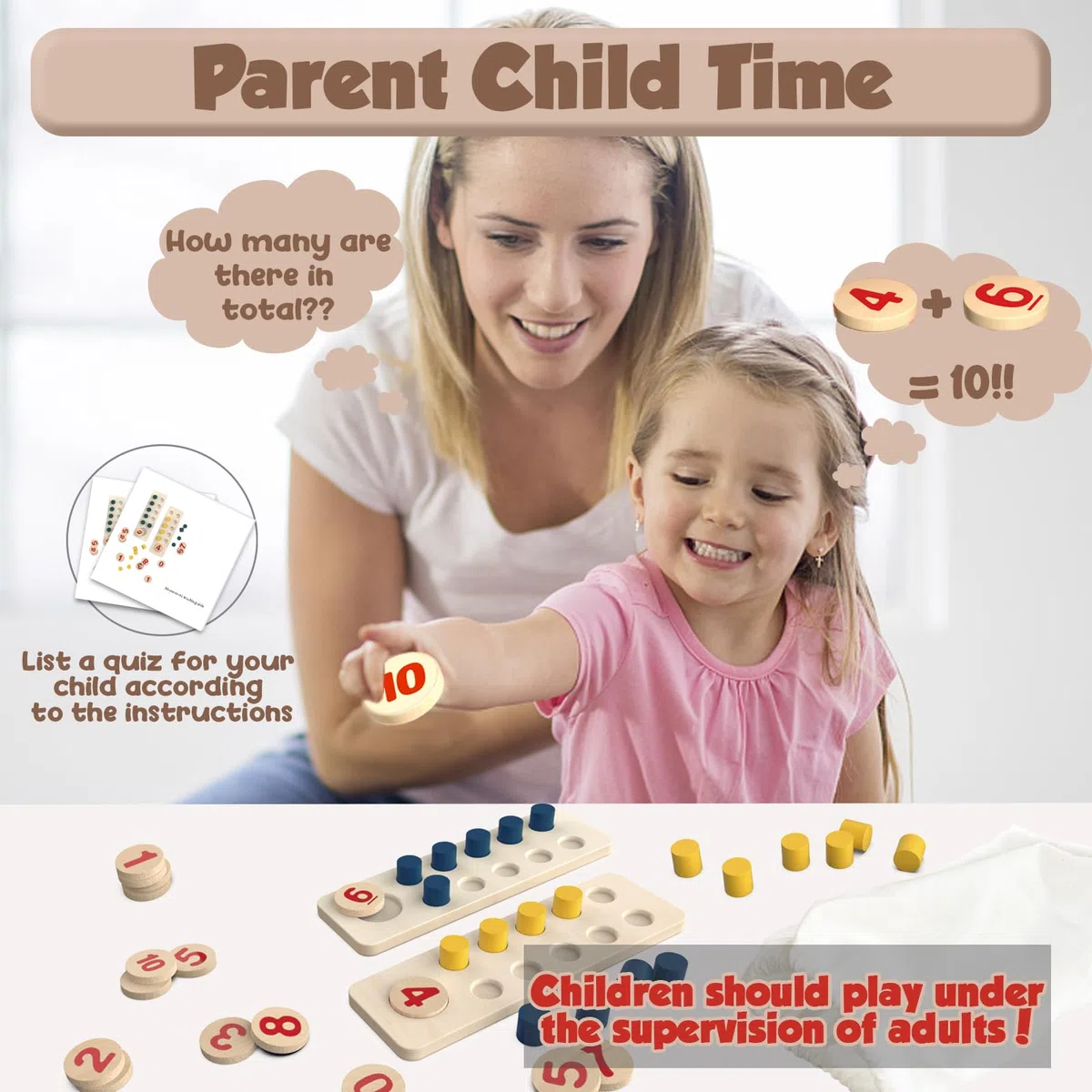 TEUVO Gioco Legno Montessori Pallottoliere per Bambini Abaco Scuola Primaria Matematici Giocattolo per Bambini 2 3 4 5 6 Anni Regoli Scuola Primaria Elementare Giochi Educativi Matematica Giochi Home