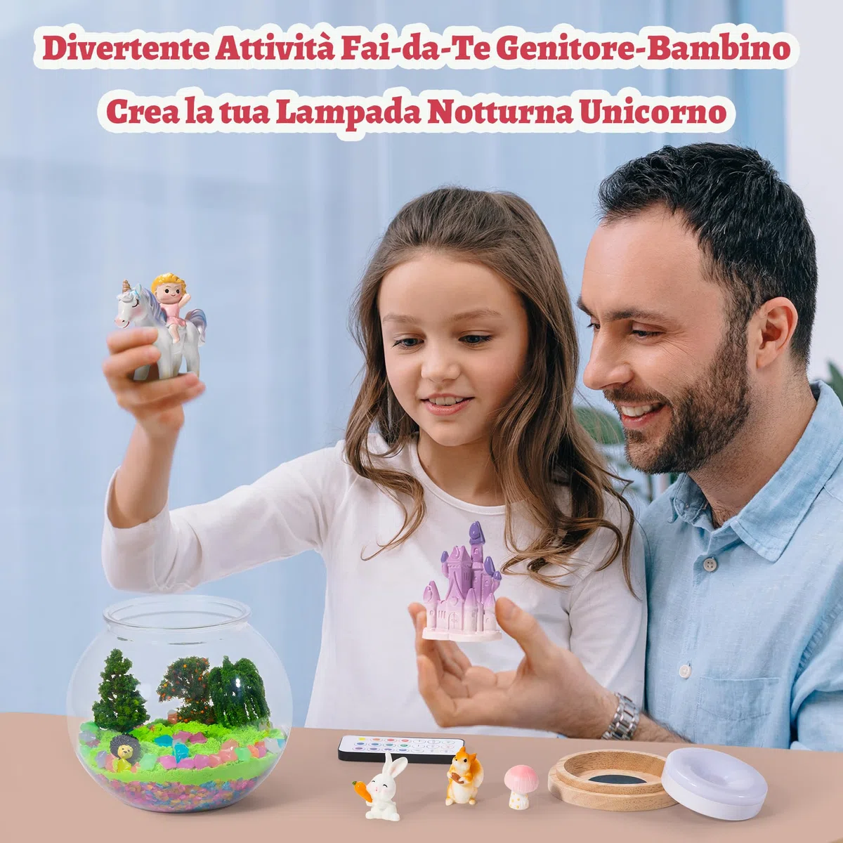 Regalo Unicorno per Bambina - Giochi per Bambina - Kit terrario Unicorno per Ragazza - Luce notturna LED ricaricabile - Giocattoli e Regali compleanno per bambine di 4, 5, 6, 7, 8, 9, 10 anni