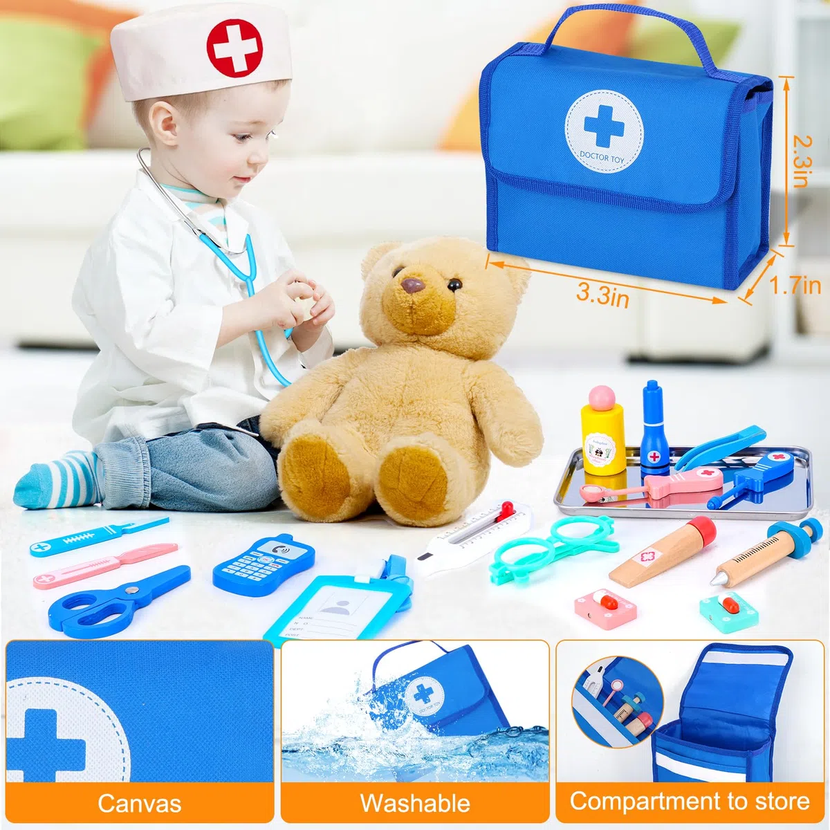 Valigetta Dottore Bambini, kit Dottoressa Bambina , Kit Medico Giocattolo bambina con Stetoscopio, Kit Dottore Bambino,Gioco di Ruolo per Ragazze e Ragazzi di 3, 4, 5Anni