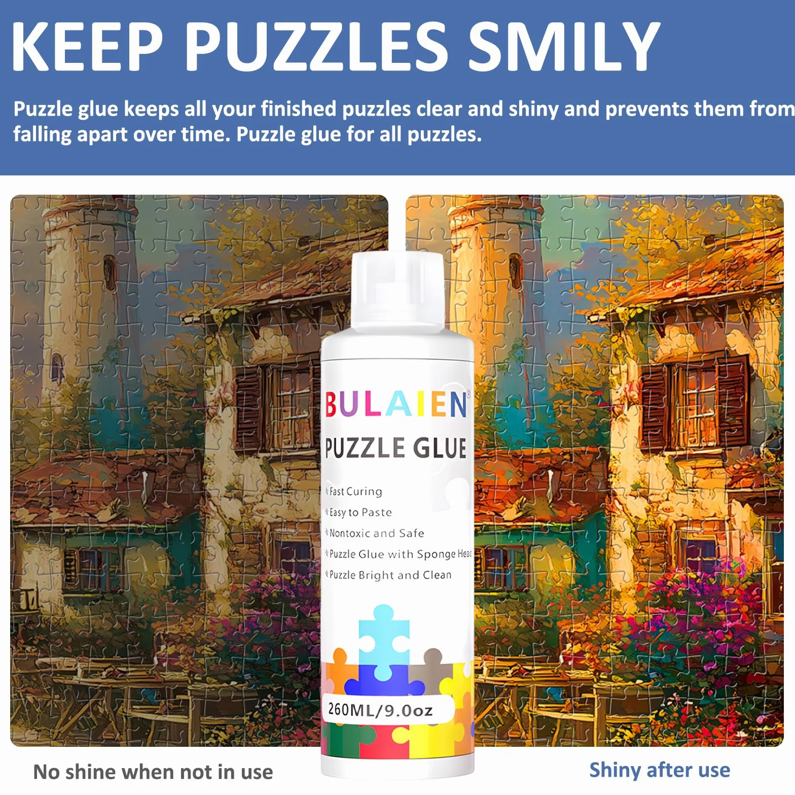 Colla Per Puzzle 2*260ml Colla Puzzle Con Testa In Spugna Accessori Per Puzzle Per Adulti E Bambini