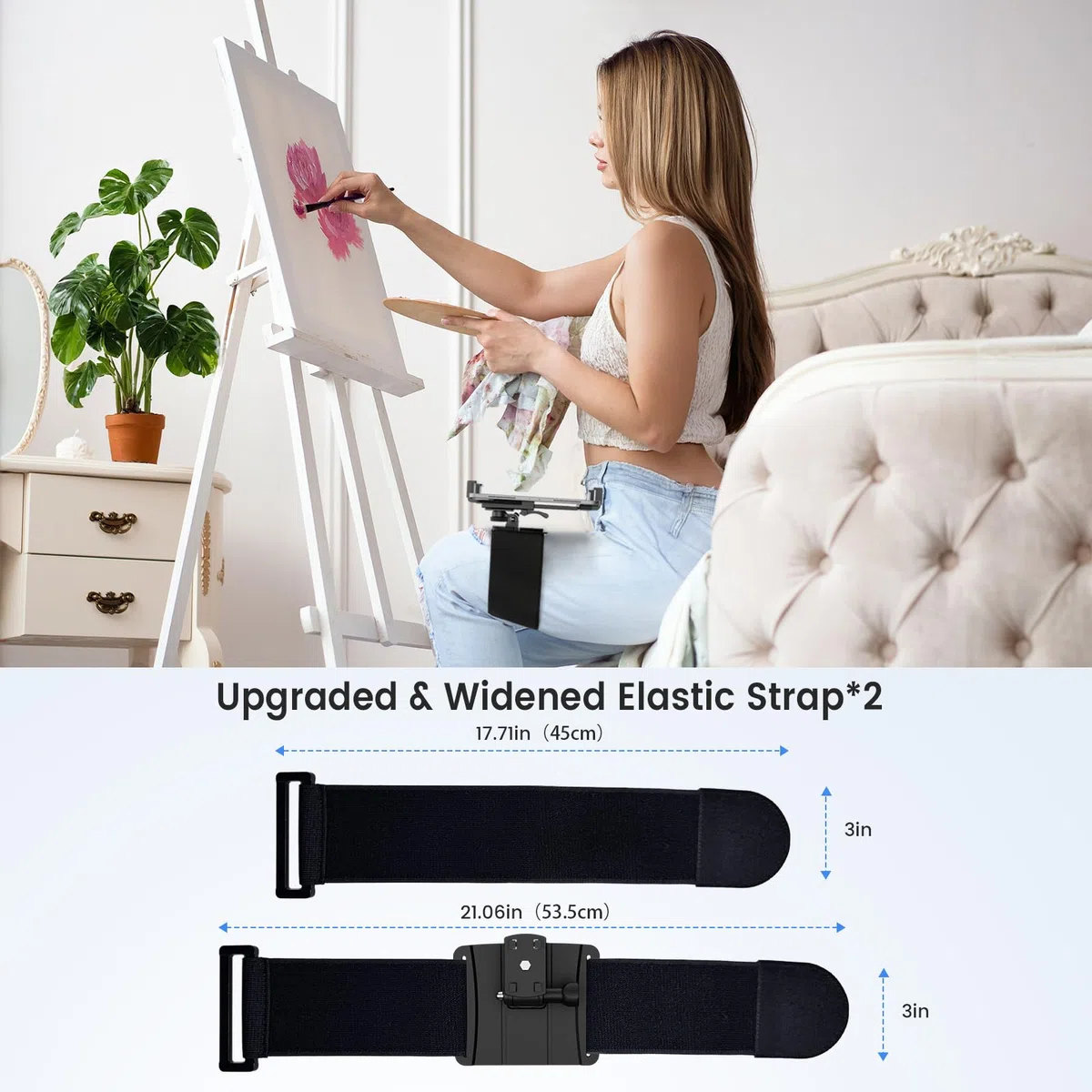 OHLPRO Tavolo da Pilota per Ginocchio per iPad & Tablet 7"-11", 2 Cinturini Elastici Aggiornati per una Fissazione Sicura sulla Coscia, Angolazione Regolabile, Materiale Plastico di Alta Qualità