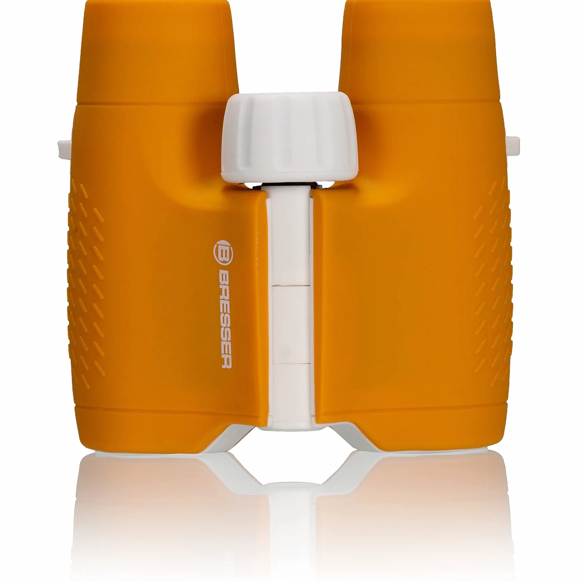 Bresser Binocolo per bambini 6 x 21 con robusto corpo in gomma e messa a fuoco centrale, con custodia da cintura e maniglia, arancione