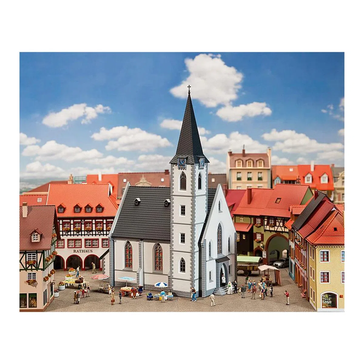 Faller Chiesa di Paese - Miniatura di Chiesa di Paese per Bambino e Ragazzo, Colore Bianco, 24 x 12.9 x 34 cm