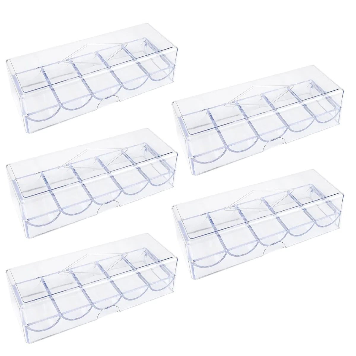 Custodia per Chip da Poker 5pcs, Vassoio di Chip di Poker in plastica Trasparente con Coperchio, vetrina di archiviazione Multiuso per Gioco D'Azzardo, Feste o casa