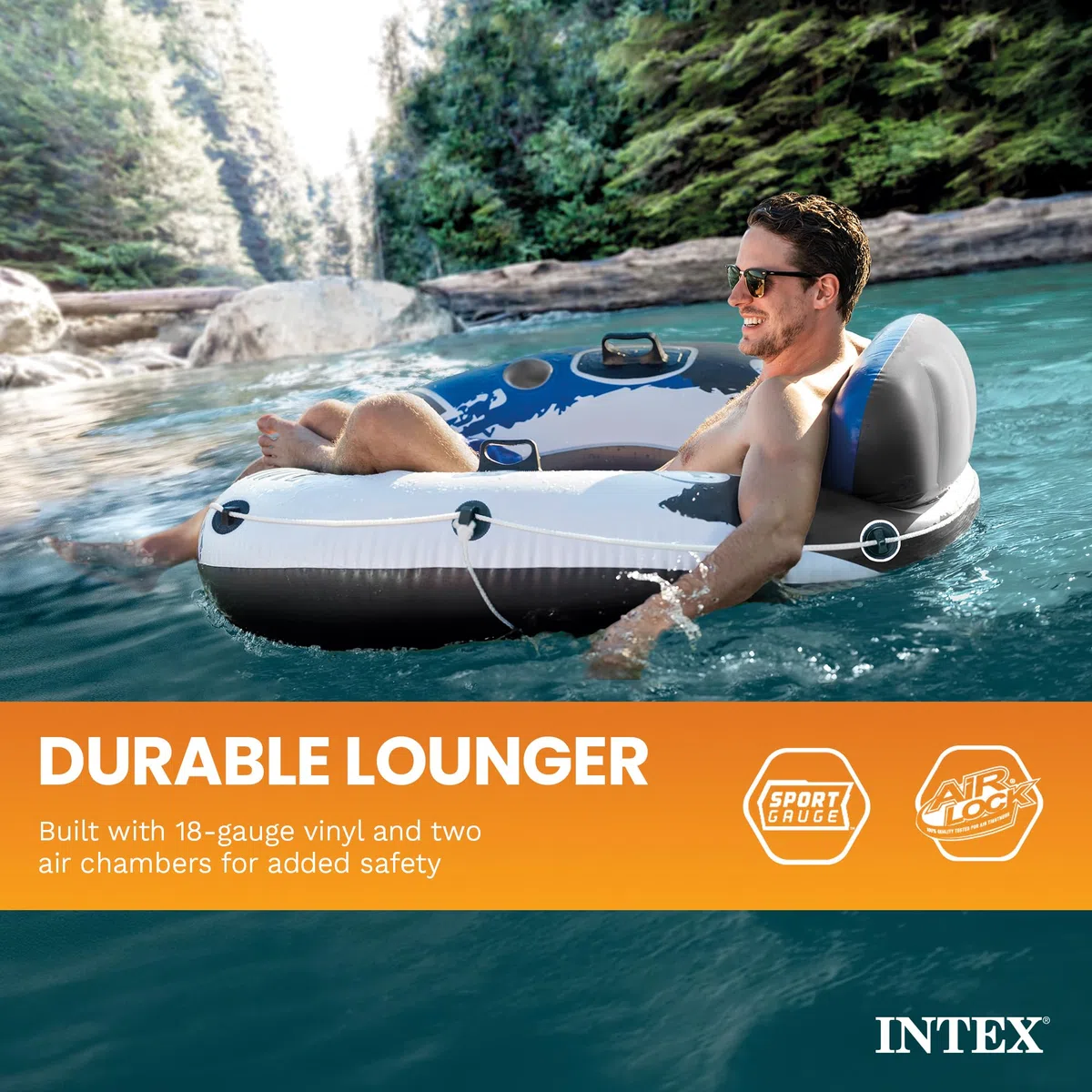 Intex 58825EU - Ciambella Gonfiabile Mare River Run, Vinile, Multicolore, 135 cm
