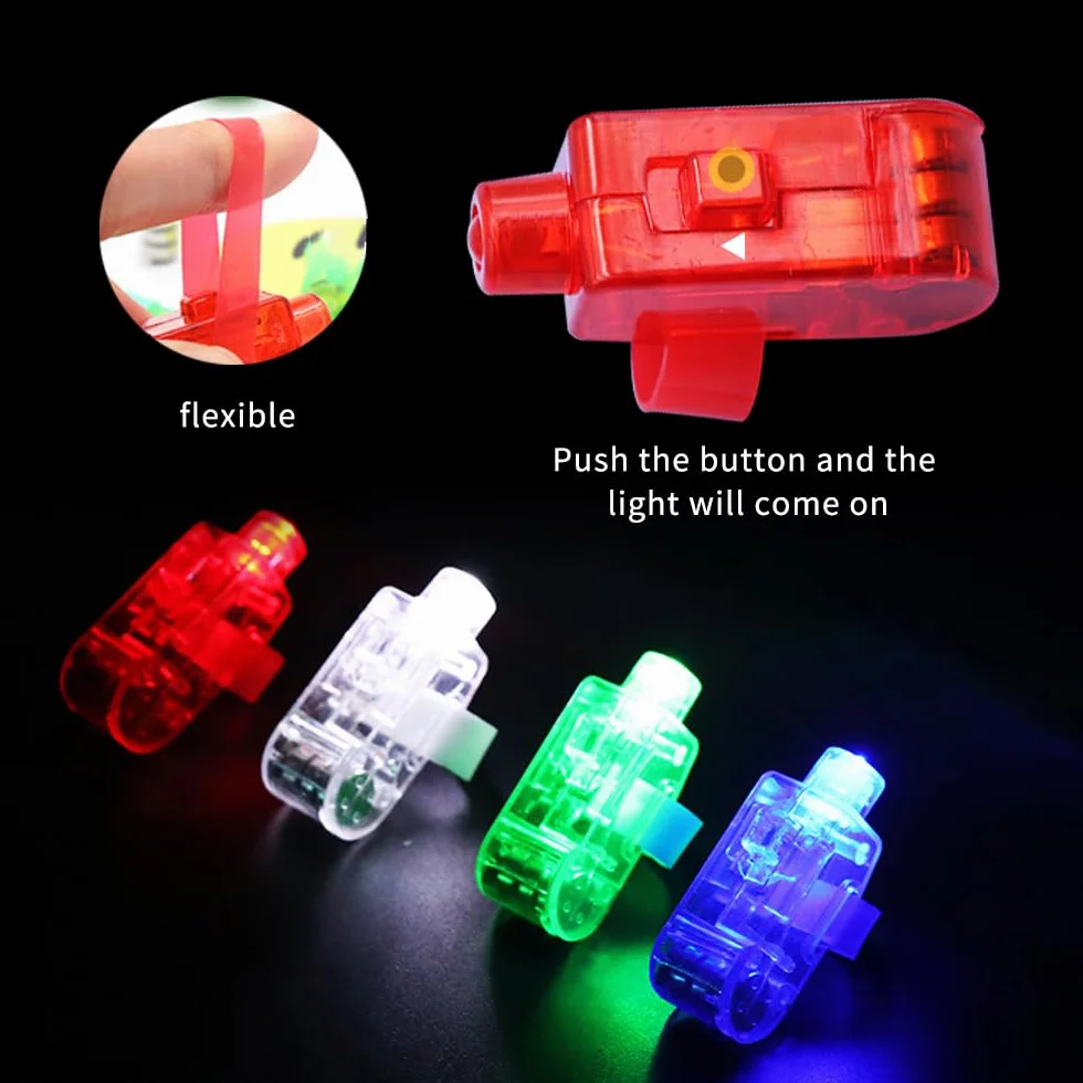 60 Pcs Elastico Luci da Dito LED, Bomboniere per Feste di Compleanno, Luci da Dito, Lampeggiante Light Up Anelli, Mini Giocattoli Luminosi per Natale, Halloween (Multicolore)
