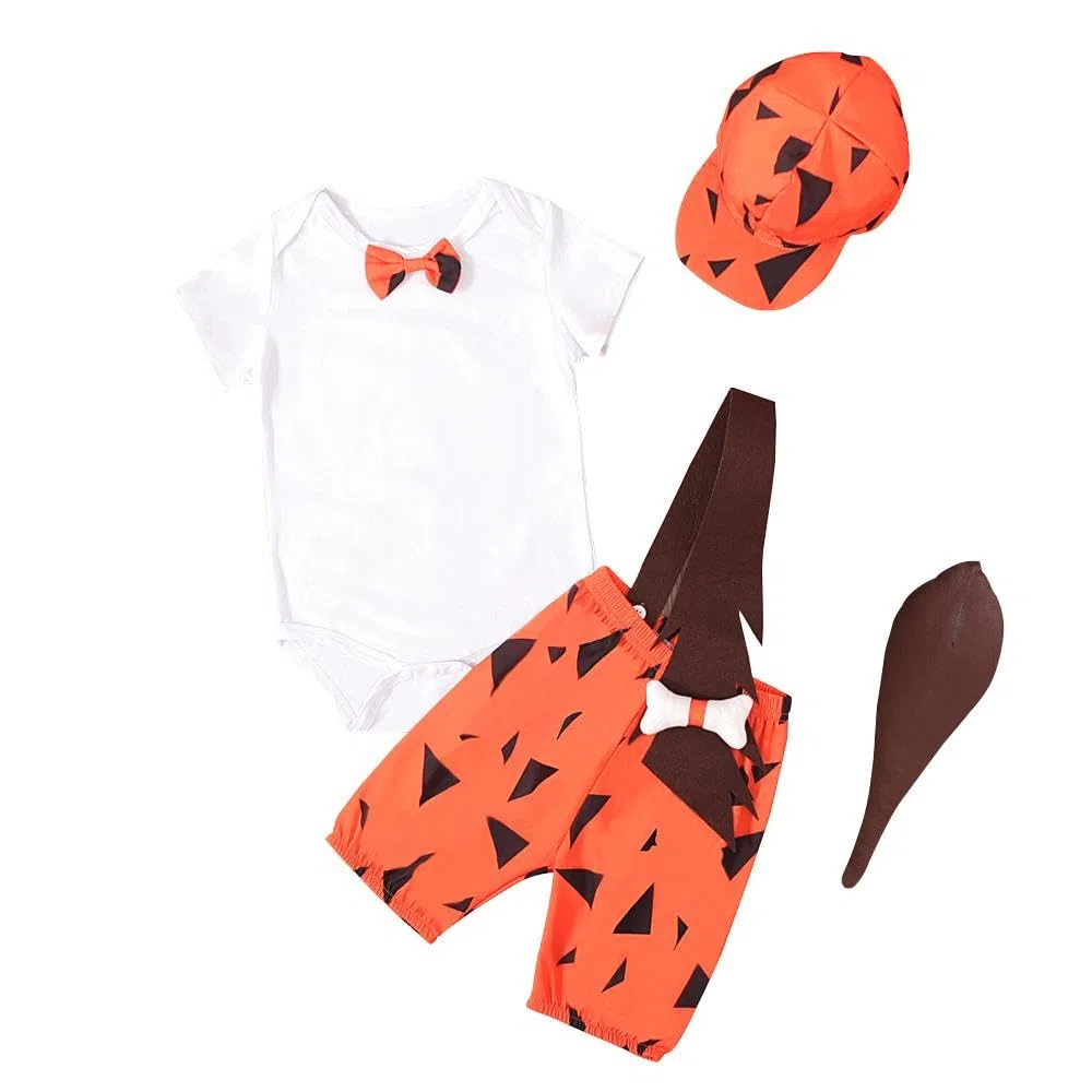 Lito Angels Vestito Costume da Ciottolina Flintstones con Cappello e Mazza per Bimbo Taglia 3-18 mesi