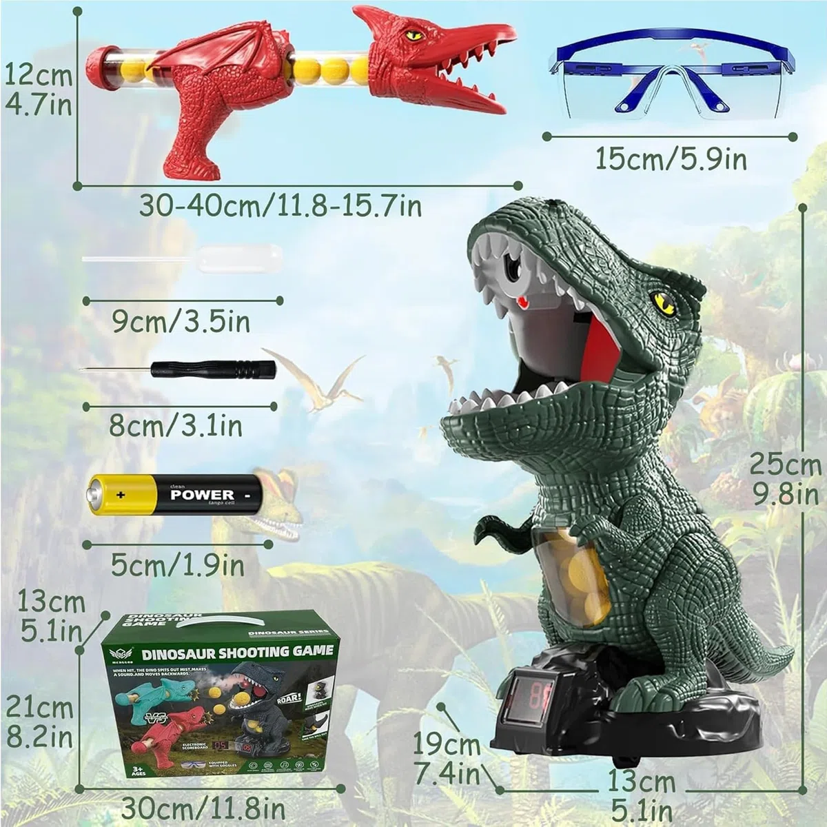 NMM Movimento Dinosauro Con Spray Tiro al Bersaglio - Include 2 Pistole e 72 Proiettili - Regalo per Ragazzi e Ragazze 5-9+ Anni - Natale e Compleanno