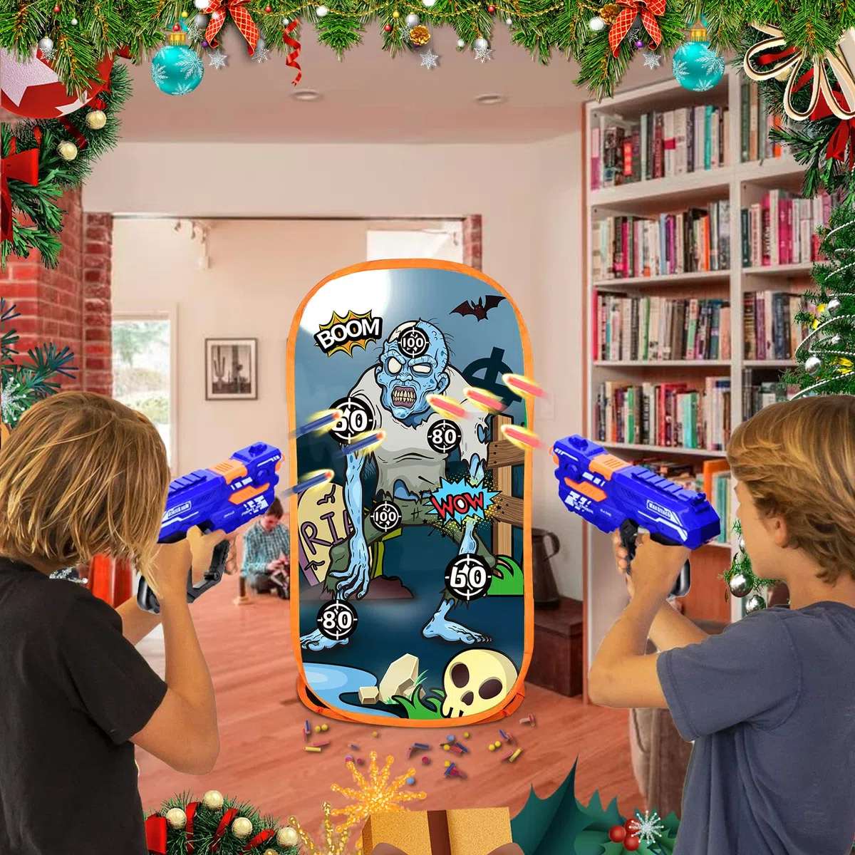 Quanquer Tiro al Bersaglio Gioco per Bambini Ragazzi Giocattolo per Pistole Nerf - Zombie Tiro al Bersaglio con Rete per Interni Ed Esterni Regali per Ragazze (Zombie in Maglietta)