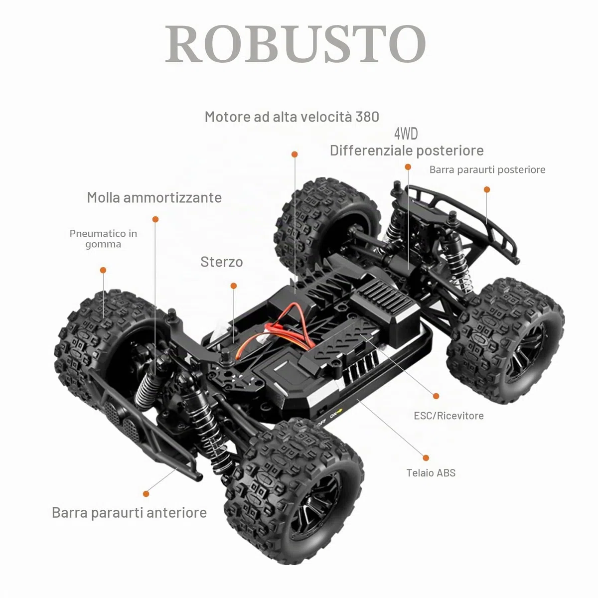 Macchina Telecomandata, Alta velocità Auto RC 40 km/h, scala 1/18 4WD Fuoristrada con 2 batterie ricaricabili 60 Min+ Giocare Tempo, 2.4GHz RC Camion Cars