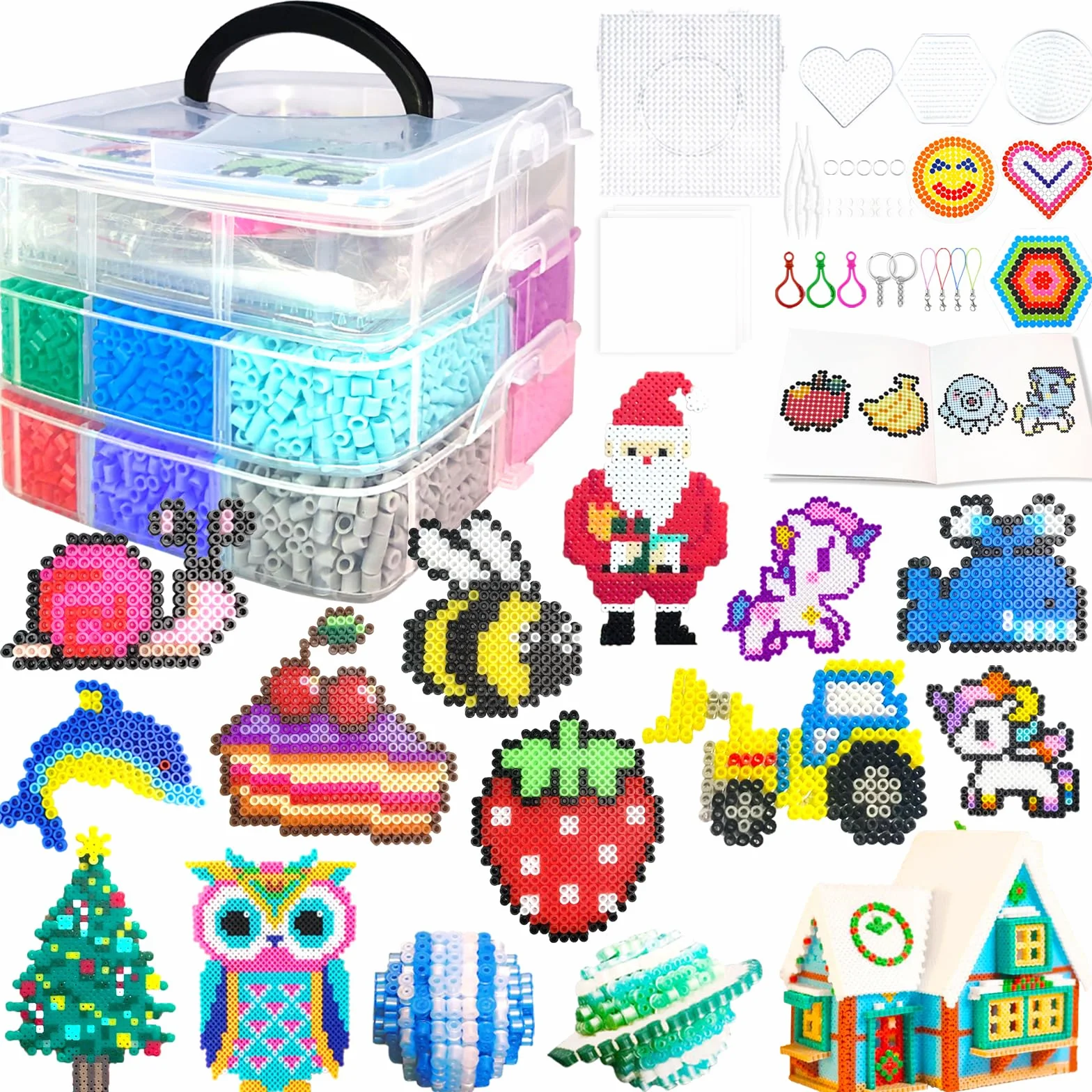 Set Perline da Stirare, 5MM 11000 Pezzi Perline a Fusione con Custodia, Pegboard, Guida Utente, Design gioielli, Decorazioni, Creativo Regali Compleanno Natalizio Fai-da-Te per Bambini (20 Colori)