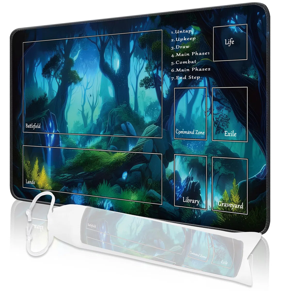 MTG - Tappetino da gioco, 24" x 14", MTG TCG, con bordi cuciti, stampa HD, tappetino da gioco per giochi di carte, antiscivolo, con custodia, albero da combattimento