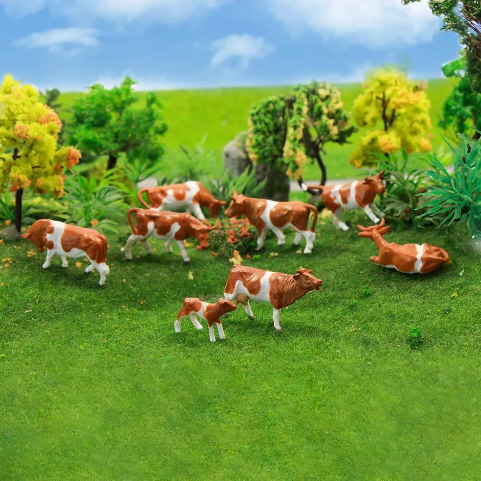 Evemodel 36Pz Dipinte Animali Fattoria Dipinte Verniciata Treno Modello Decorare 1:87 Scala Ho Verniciata