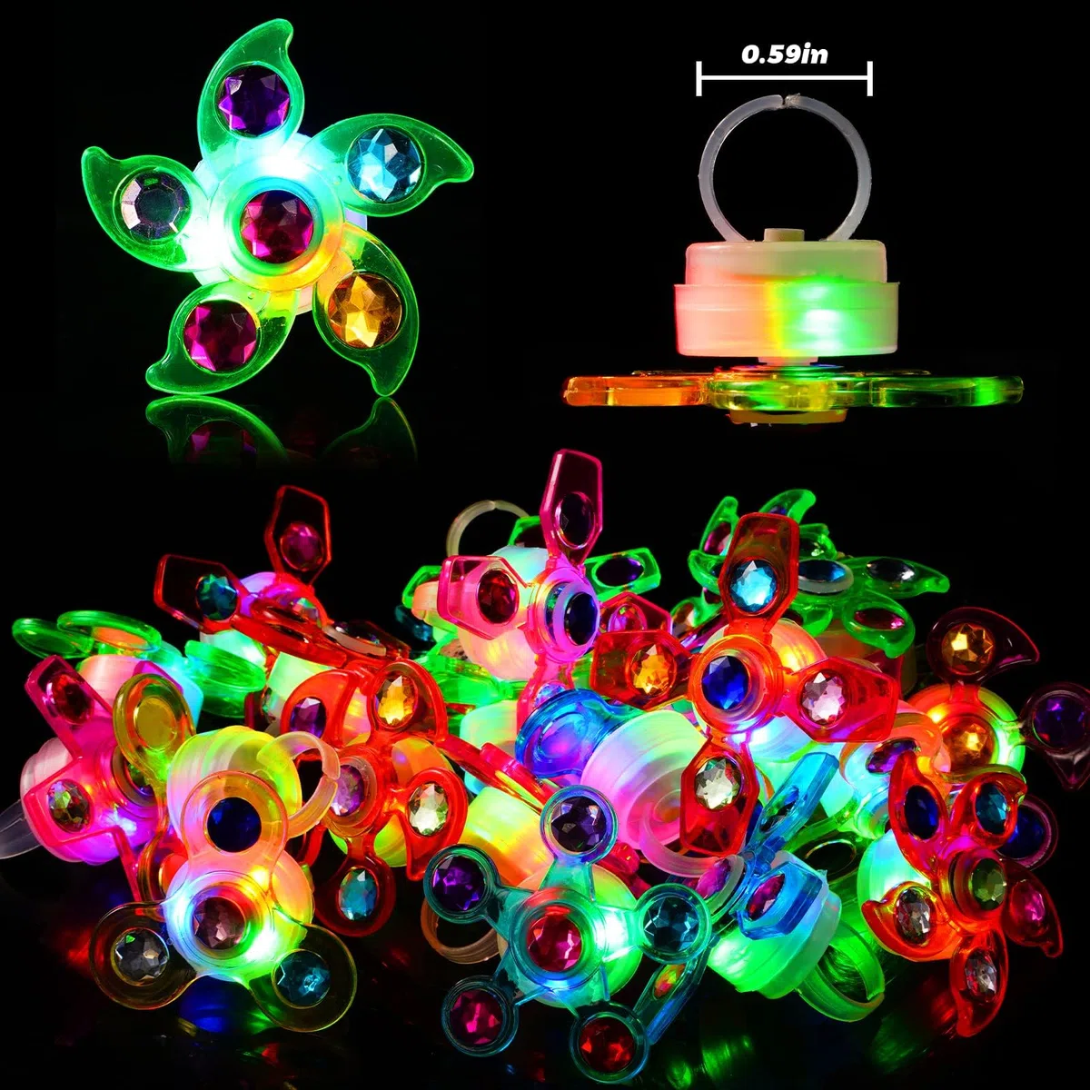Anelli Luminosi LED 24 Pezzi - Articoli per Feste per Bambini, Premi Luminosi, Gadget da Festa, Laurea, Compleanno - Riempitivi per Borse, Regali