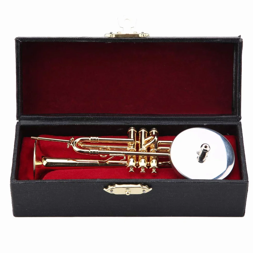 Modello di Tromba in Miniatura, Replica della Tromba Mini Strumento Musicale in Plastica con per Supporto Modello di Strumento Placcato Oro Ornamenti Musicali