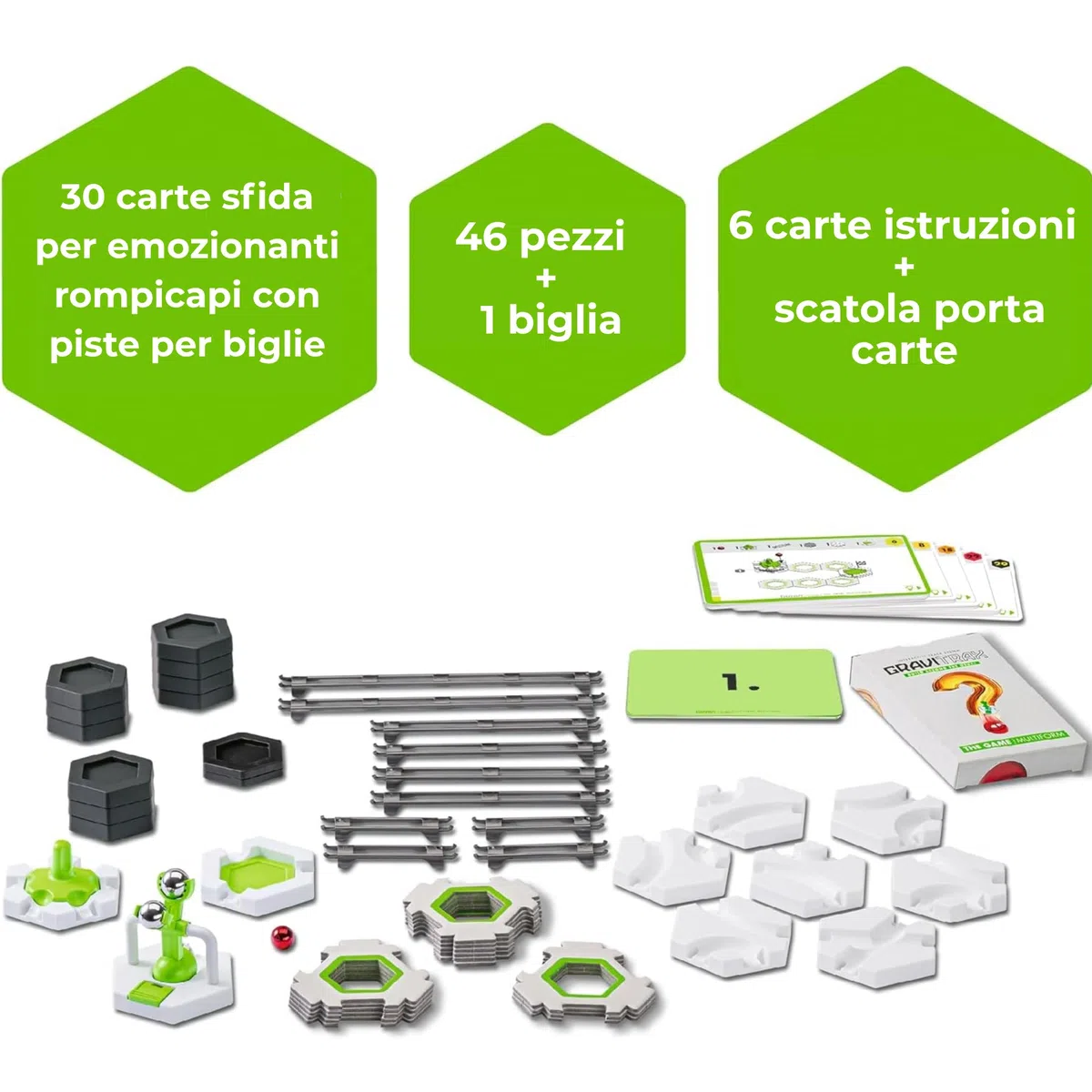 Ravensburger - GraviTrax The Game Multiform, Pista biglie 46 pezzi, Gioco di logica, 30 carte sfida multilivello, Costruire circuiti, Rompicapo STEM 8+ anni e adulti, Compatibile con tutti i GraviTrax