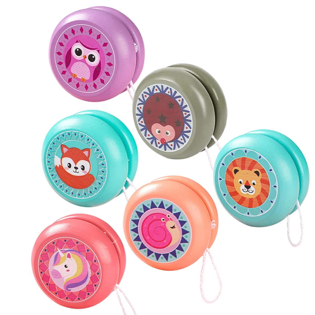Yoyo in Legno,6PCS Professionali Yoyo Bambini Yoyos Giocattoli in Legno Bambini Cartoon Animal Yo-Yo Kindergarten Puzzle Classic Nostalgic Giocattolo