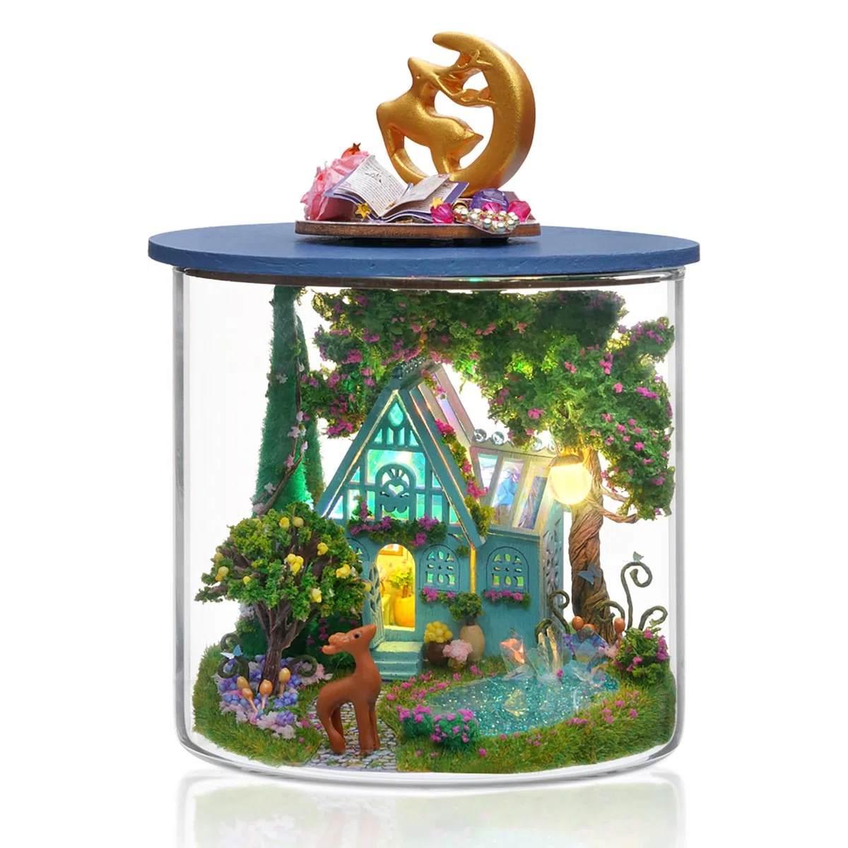 Casa in Miniatura DIY con Mobili, Kit di Costruzione per Adulti, Modellino in Legno da Montare, Compleanni e Natale, Giardino delle Fate