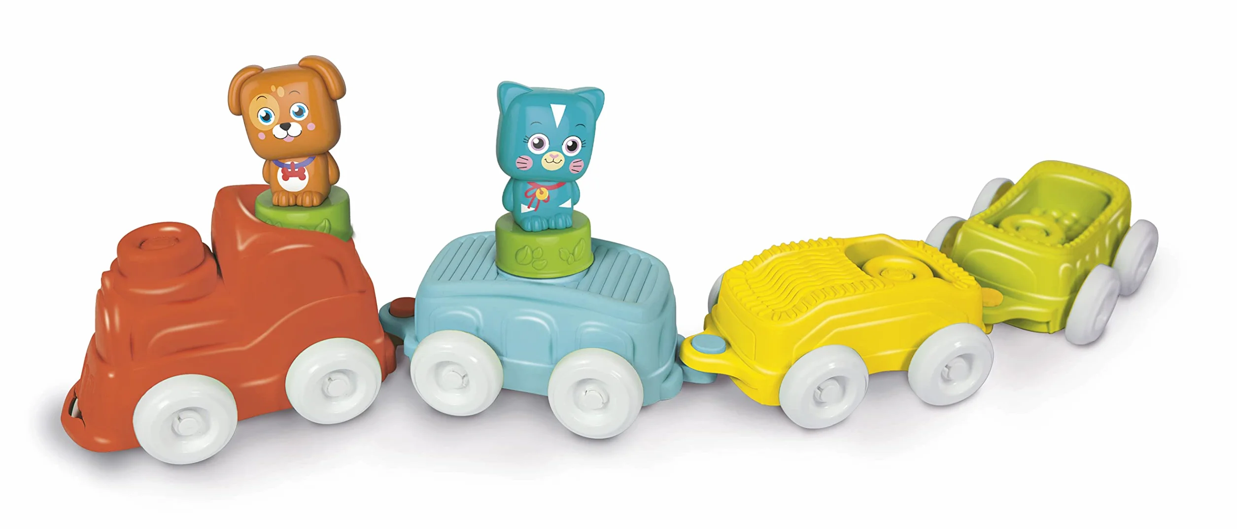 Clementoni Clemmy-Soft Animals Train-Gioco Prima Infanzia 6 Mesi (Italiano, Inglese, Francese, Tedesco, Spagnolo, Olandese E Polacco), Made in Italy, Multicolore, 80516, Esclusivo Amazon
