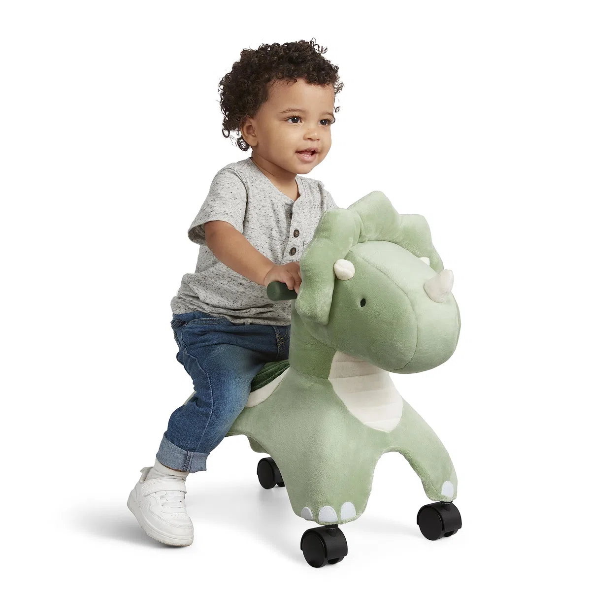 Radio Flyer Dash the Rolling Dinosaur, giocattolo da cavalcare verde per bambini da 1 a 3 anni